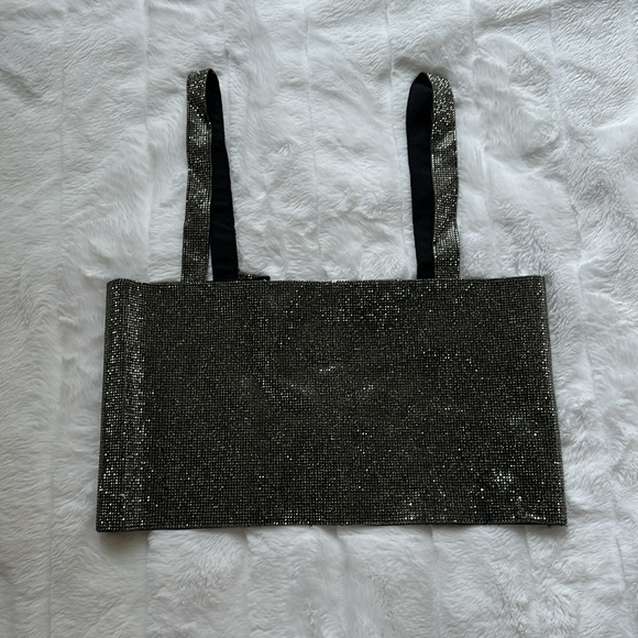 glam Tops - Glam Charcoal sparkle square cropped tank top